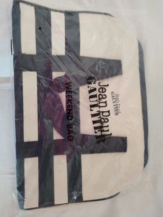 Bolso Jean Paul Gaultier rayas azul y beige