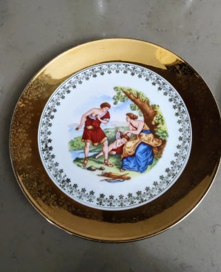 Coppia Piatti Porcellana Bavaria Decorati Oro