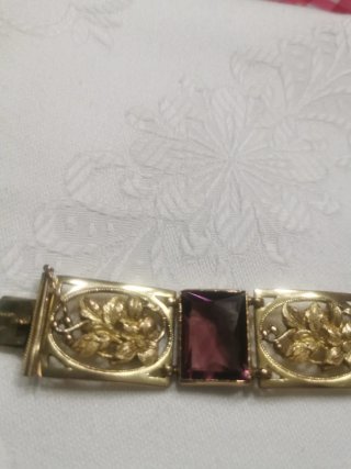 Pulsera chapada oro siglo XIX símil amatista
