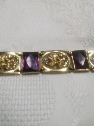 Pulsera chapada oro siglo XIX símil amatista