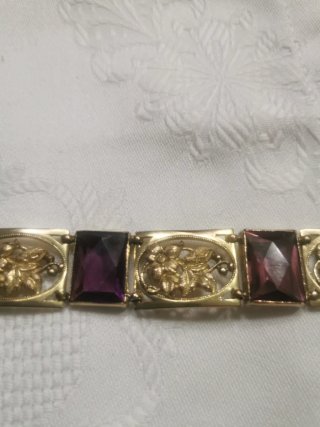 Pulsera chapada oro siglo XIX símil amatista