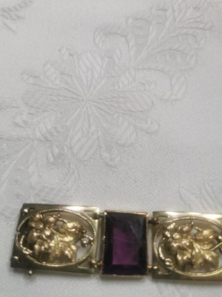 Pulsera chapada oro siglo XIX símil amatista