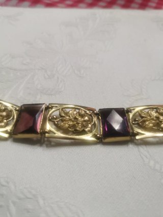 Pulsera chapada oro siglo XIX símil amatista