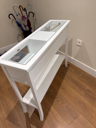 Cómoda recibidor colonial cristal y madera