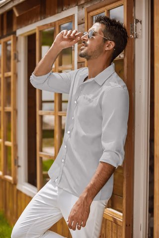 Camisa Oxford Hombre Manga Larga Botones
