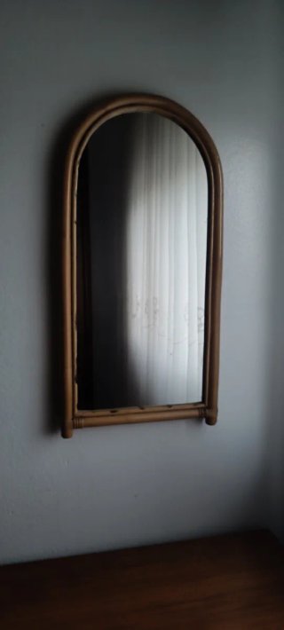 Espejo de pared bambú y cristal