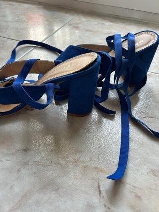 Sandalias Azul Terciopelo