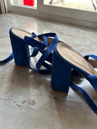 Sandalias Azul Terciopelo