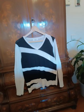 Jersey Mujer Rayas Blanco y Negro Talla XS