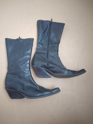 Stivali texani vintage donna in pelle nera 36