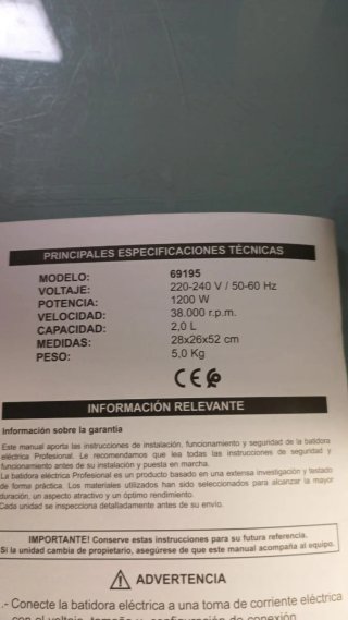 Licuadora Lacor 1500W BPA Free nuevo
