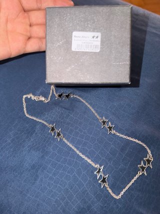 Collar Twojeys Estrellas Plata y Negro