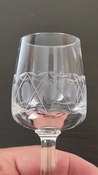 Lote 5 bicchieri da liquore in cristallo vintage intagliato