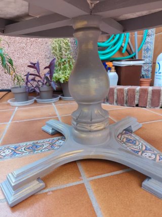 Mesa centro vintage mármol blanco y madera maciza