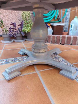 Mesa centro vintage mármol blanco y madera maciza