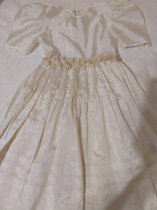 Vestido de fiesta niña marfil con chaqueta