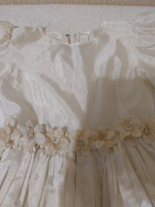 Vestido de fiesta niña marfil con chaqueta