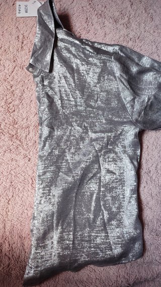 Camisa Plateada Oversize Tese Collection M/L New