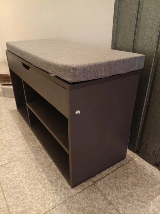 Banco zapatero con cajón y estantes