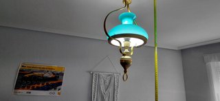 Lámpara Colgante Vintage Turquesa y Dorada