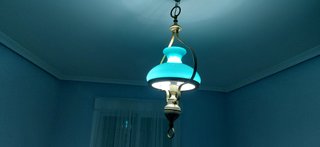 Lámpara Colgante Vintage Turquesa y Dorada