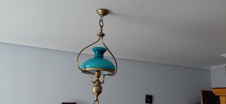 Lámpara Colgante Vintage Turquesa y Dorada