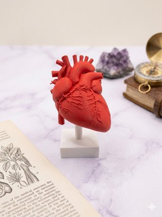 Modelo Corazón Anatómico con Soporte en 3D