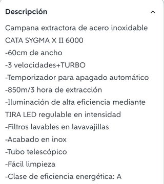 Campana Extractora Cata 60x50x65