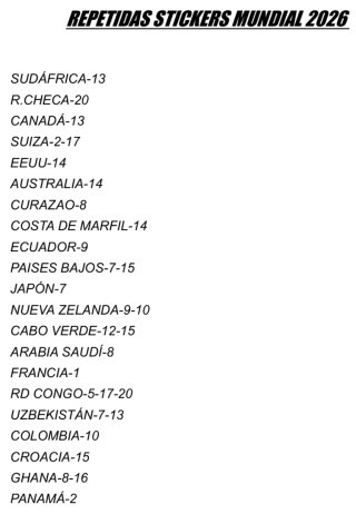Cambio cromos mundial 2026