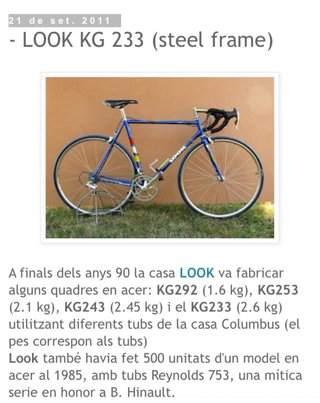 Bicicleta Clásica LOOK KG 233