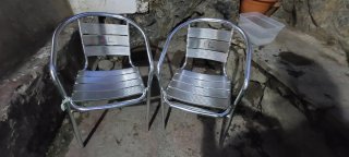 Sillas de terraza aluminio plateado 10 cada una