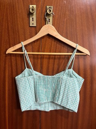 Top Zara cuadros verde Talla: M