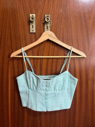 Top Zara cuadros verde Talla: M