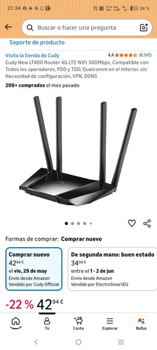 Router Cudy 4G LTE WiFi con SIM