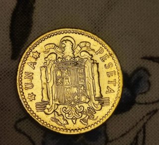 2 monedas peseta chapada oro Lucas