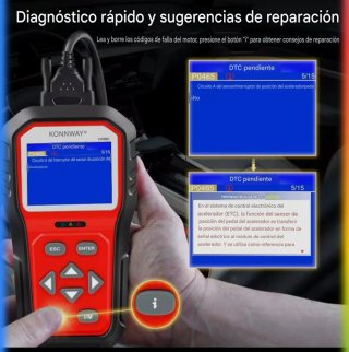 Escaner diagnóstico OBD II y CAN Konnwei. Español