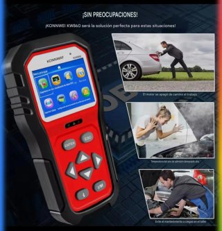 Escaner diagnóstico OBD II y CAN Konnwei. Español