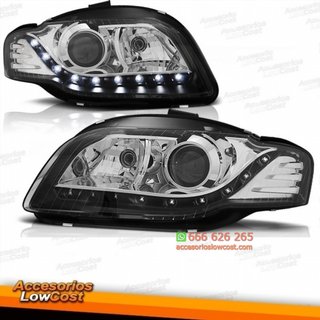 FAROS LUZ DIURNA LED AUDI A4 B7 CROMO-NEGRO