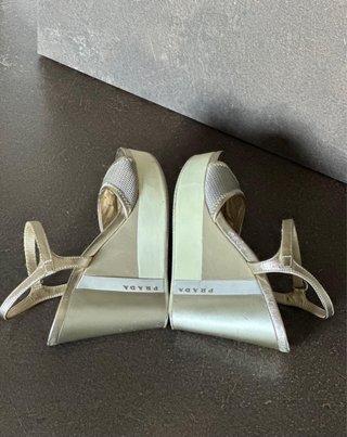 Sandali Prada Zeppa Donna Oro/Argento 37.5