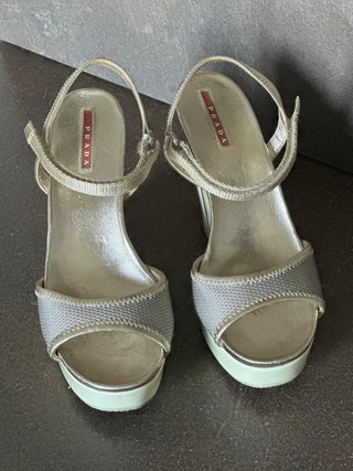 Sandali Prada Zeppa Donna Oro/Argento 37.5