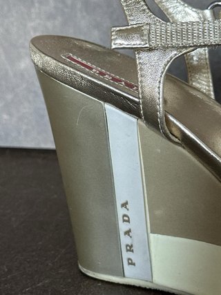 Sandali Prada Zeppa Donna Oro/Argento 37.5