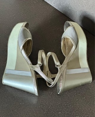Sandali Prada Zeppa Donna Oro/Argento 37.5
