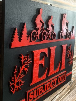 Placa Stranger Things Personalizada Madera 3D