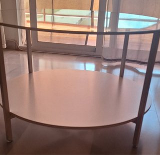 Mesa de centro redonda cristal y metal
