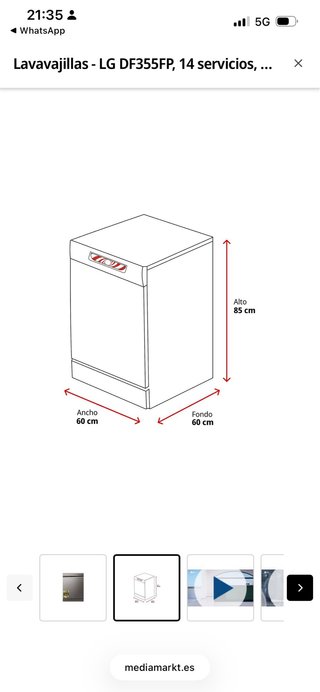 Lavavajillas LG DF355FP 14 servicios