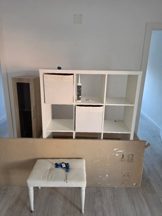 Mueble Salón Blanco y Madera con Cajones