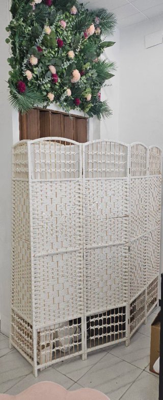 Biombo Decorativo Beige y Blanco