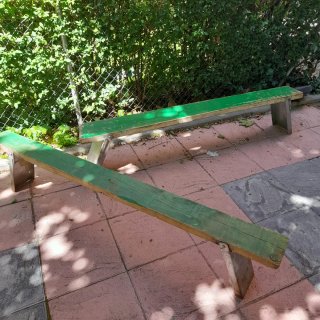 Banco madera y metal  plegable , exterior