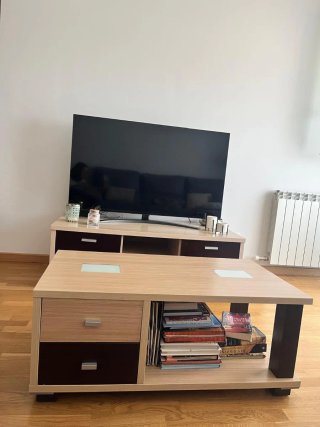 Mueble TV y mesa centro madera