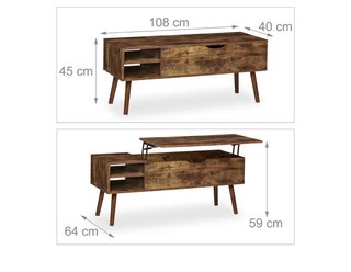 Mesa tipo rústica de centro/tv/entrada, elevable
